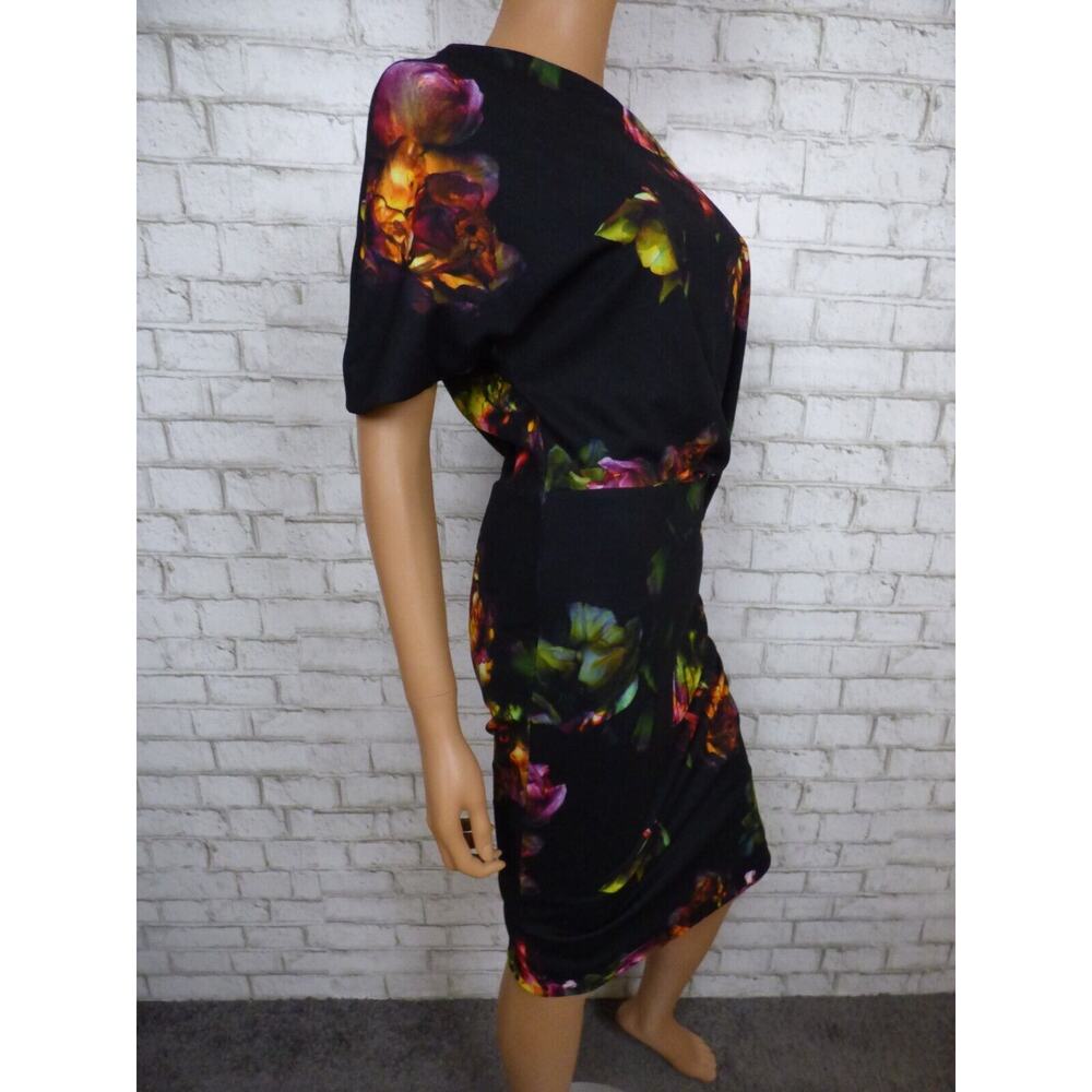 $225 Alexia Admor Draped Shoulder Olivia Black Floral Dress Small NEW A506 - Picture 6 of 15